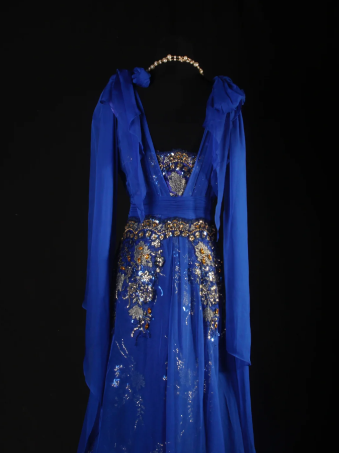 Chic Royal Blue Chiffon Sequin Beaded Mermaid Long Party Dress Birthday Dress - View 6 | VelvetHem