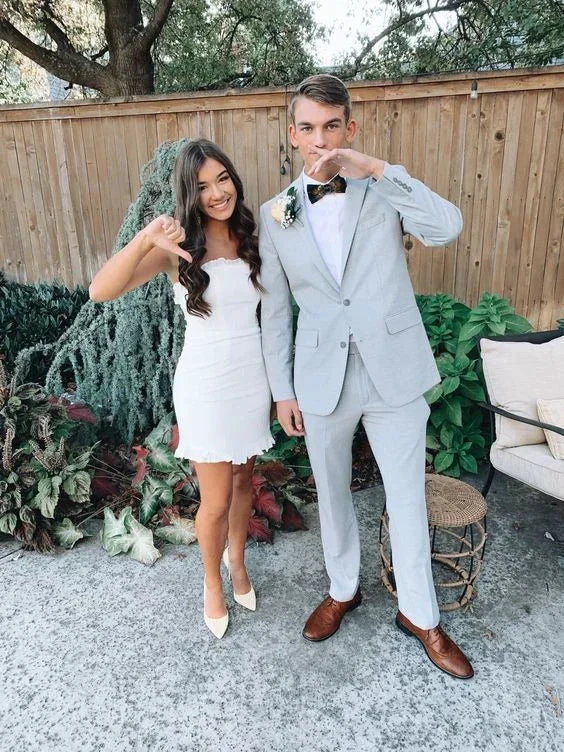 White Strapless Homecoming Dress White Party Dress Y2045 by simplepromdress