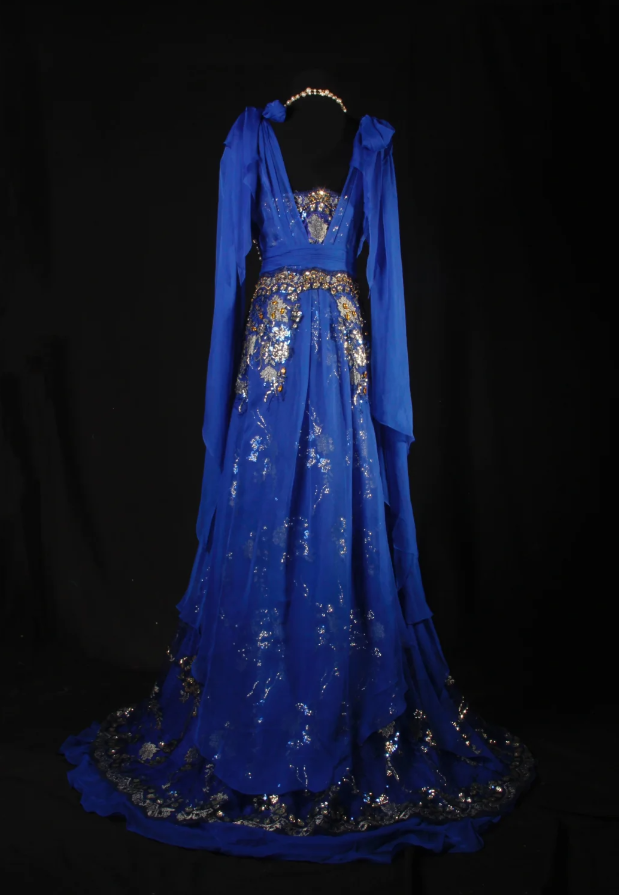 Chic Royal Blue Chiffon Sequin Beaded Mermaid Long Party Dress Birthday Dress - View 5 | VelvetHem
