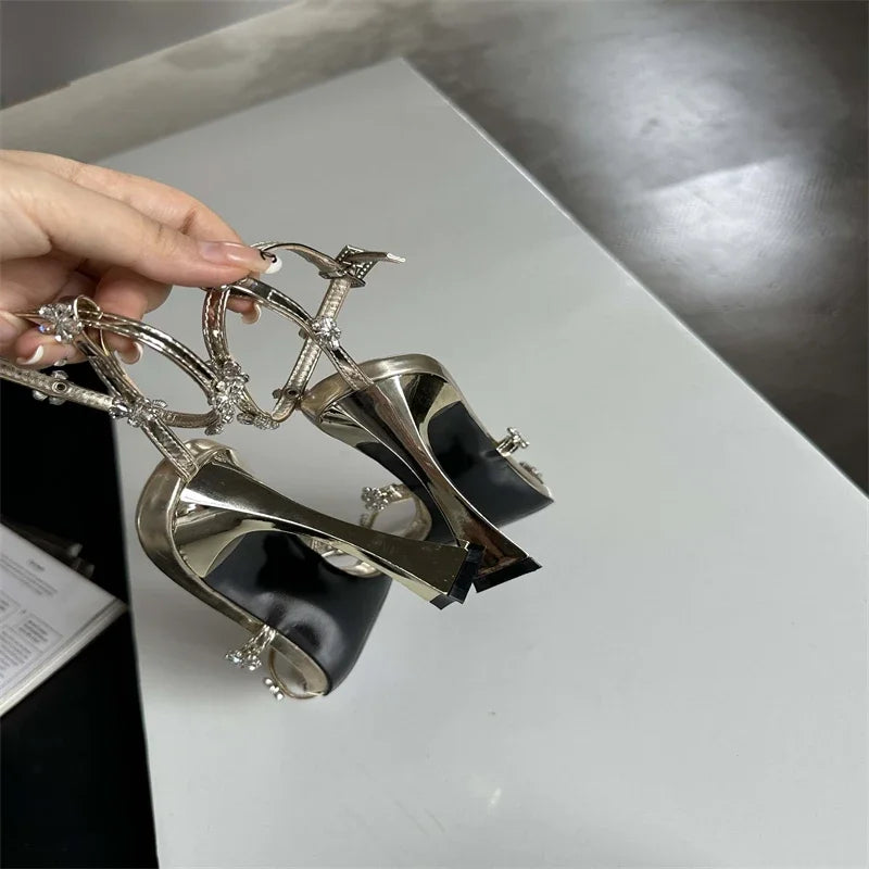 Summer Narrow Band Buckle Strap Women High Shoes Square Toe Party Dress Low Heel Pumps - View 4 | VelvetHem