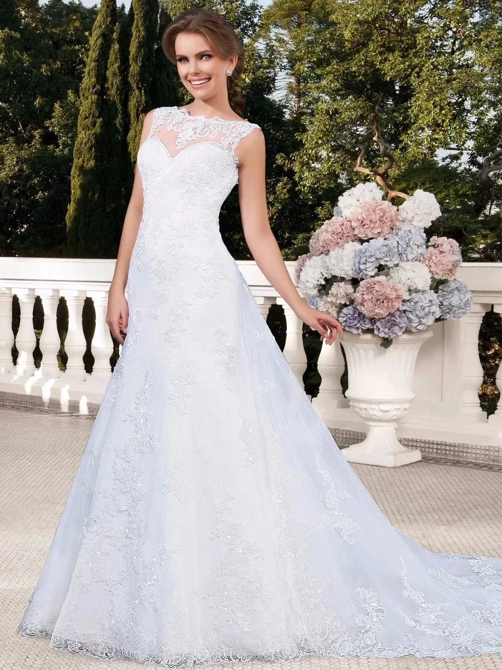 Elegant Appliques Vestido De Noiva Sexy Backless Vestidos De Novia Detachable Train Wedding Dresses Lace Robe De Mariée by payinti