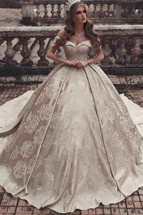 Elegant Ball-Gown Princess Bridal Gown | Strapless Off-The-Shoulder Wedding Dress