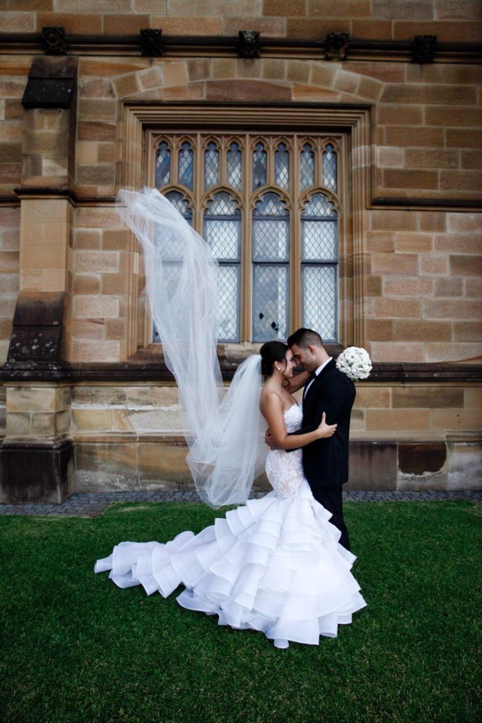 Elegant Lace  Mermaid Wedding Dress Tiered Open Back Strapless Wedding Gowns BA1540