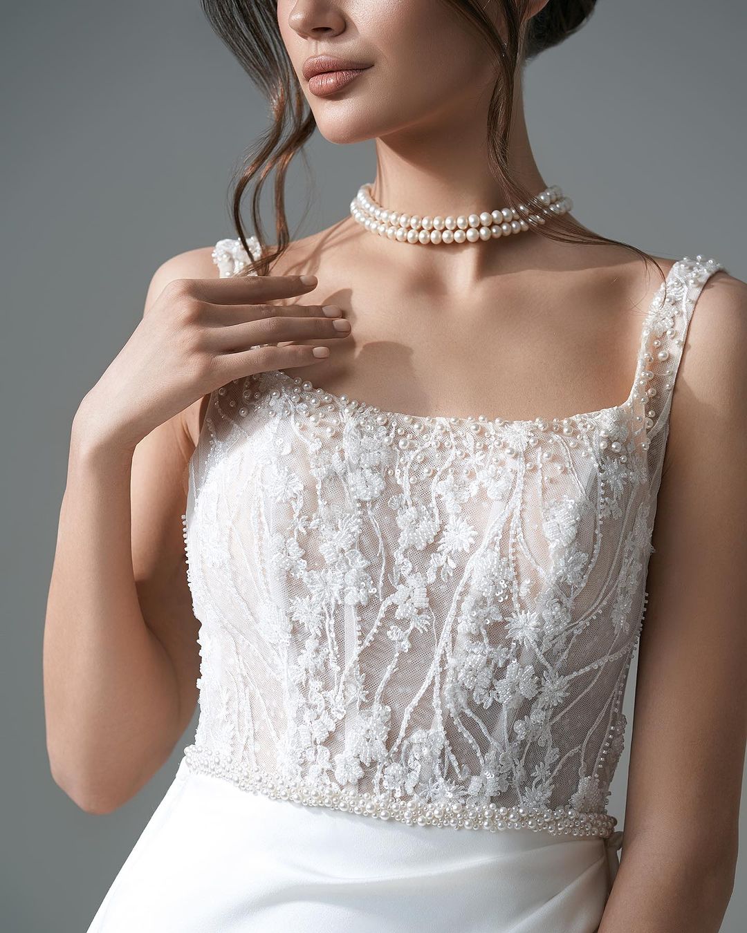 Sophisticated Long White A-line Beaded Lace Wedding Dress With Slit (ZD17477)