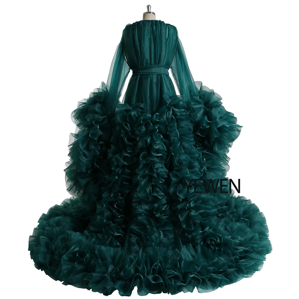 Elegant Maternity Photography Prop Pregnancy Dress for Photo Shooting Organza Ruffle Pregnant Women Dresses Maxi Maternity Gown