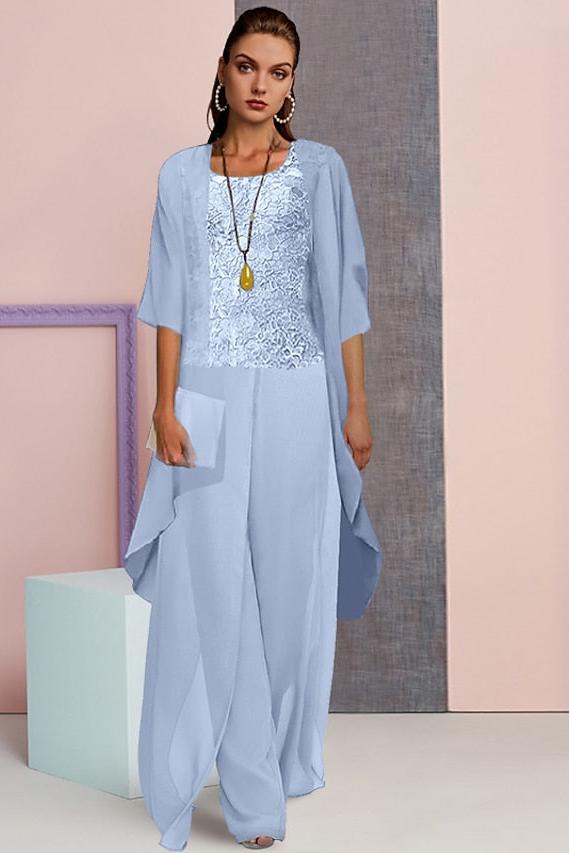 Elegant Mother of the Bride Chiffon Pantsuit with Jacket