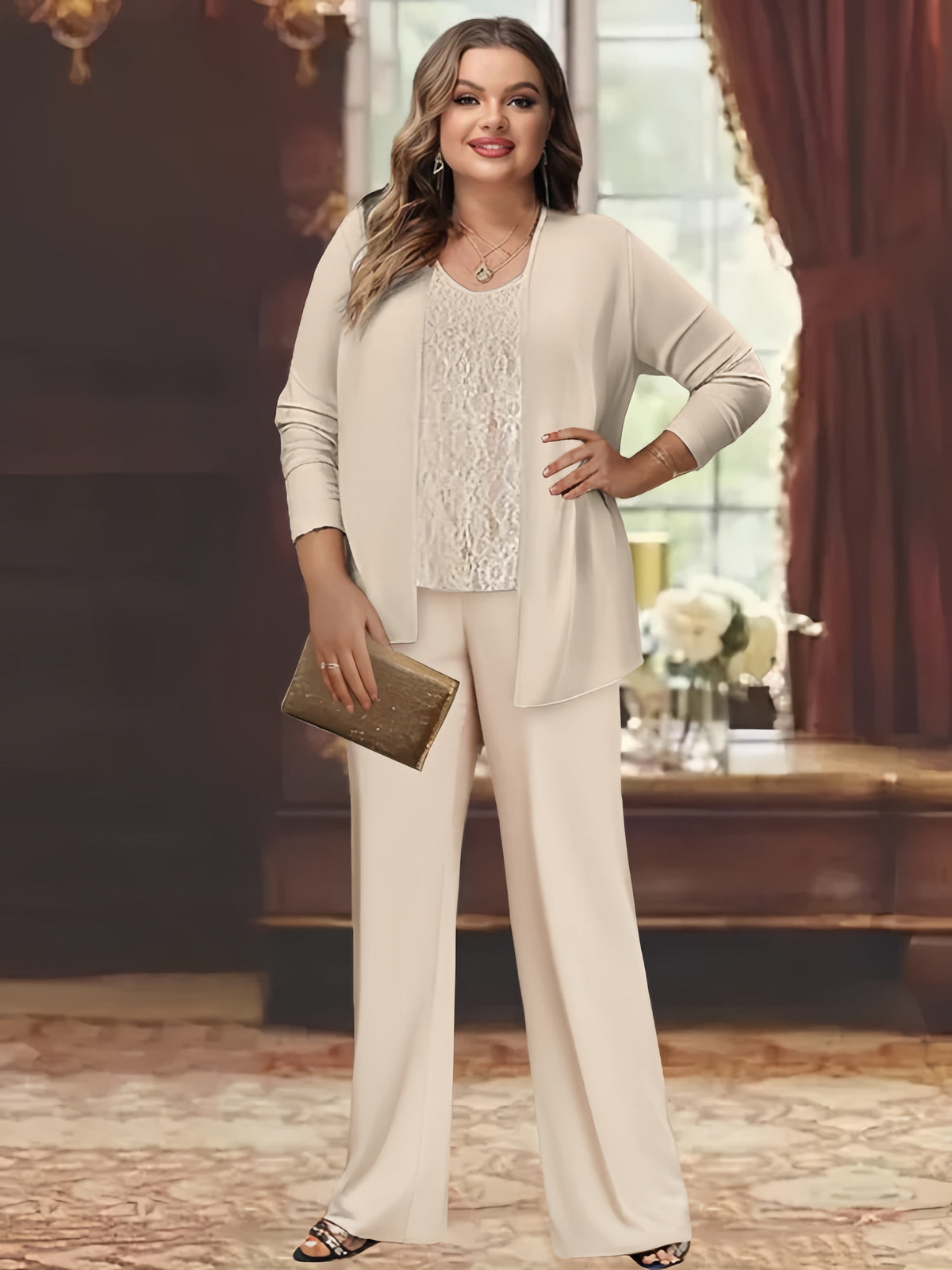 Elegant Mother of the Bride Pantsuits in Chiffon with Jacket