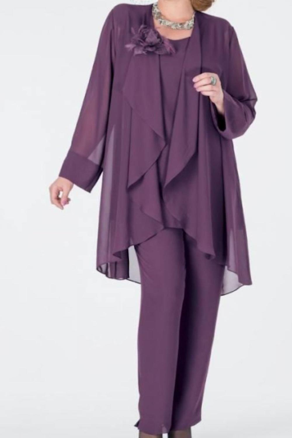 Elegant Mother of the Bride Pantsuits in Chiffon with Jacket