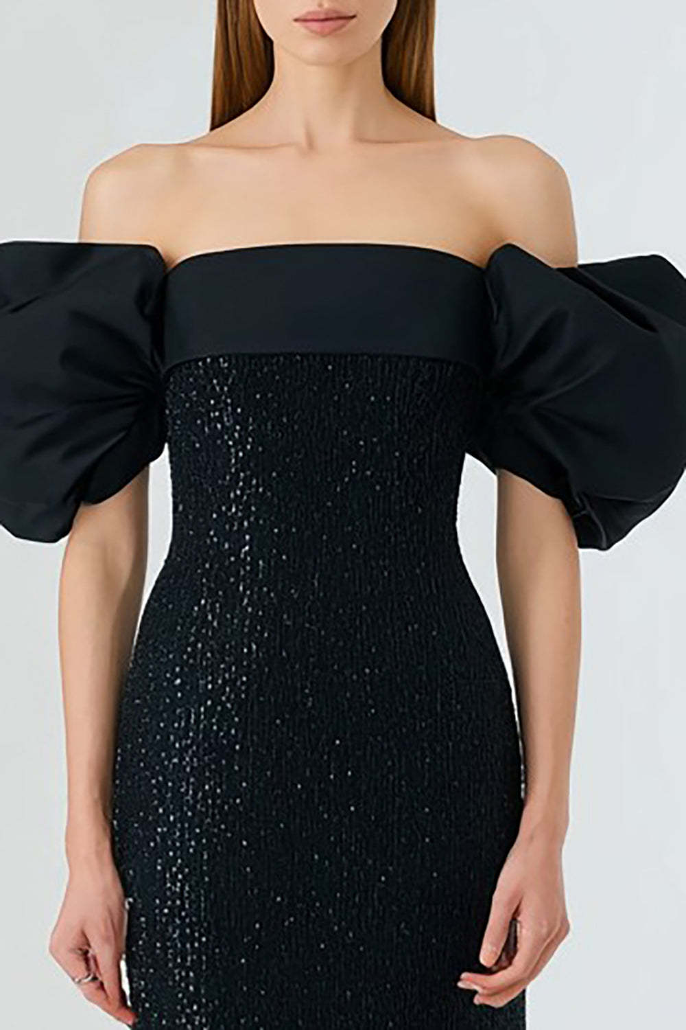 Suzhoufashion Elegant Off The Shoulder Mermaid Long Blak Tie Dress