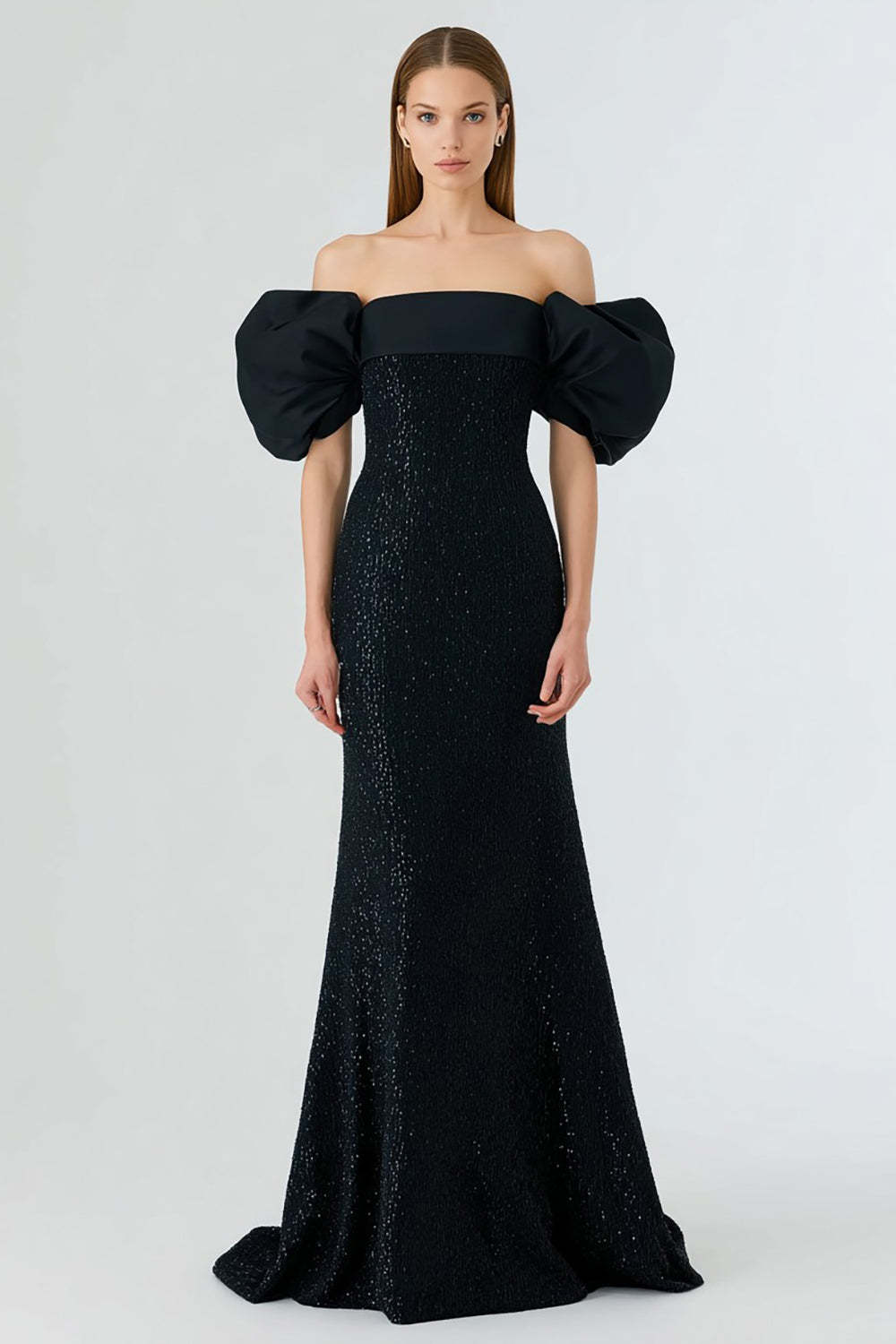 Suzhoufashion Elegant Off The Shoulder Mermaid Long Blak Tie Dress