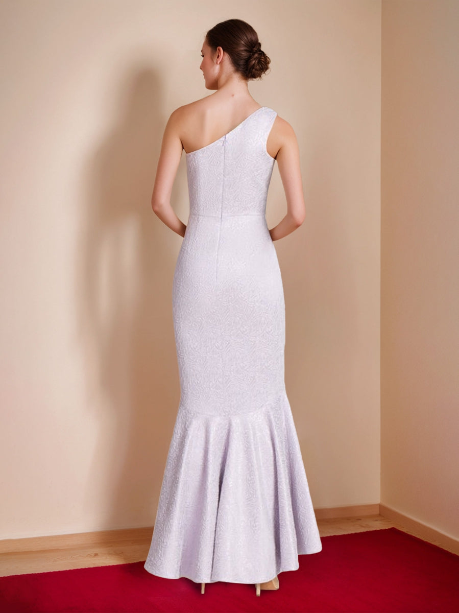 Elegant One Shoulder Asymmetrical Trumpet Mermaid Dress for Mother of the Bride & Groom with Ruffles