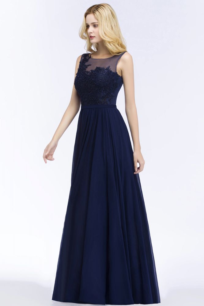 Elegant Scoop Neck Bridesmaid Dress Chiffon Appliques Sleeveless