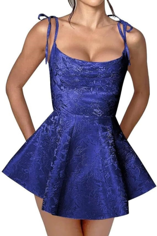 Elegant Spaghetti Straps Satin Short Homecoming Dresses online