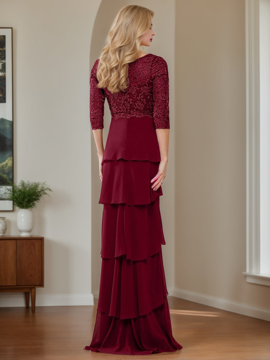 Elegant V Neck Chiffon Sheath Dress for Mothers of the Bride & Groom with Ruffles and Appliques
