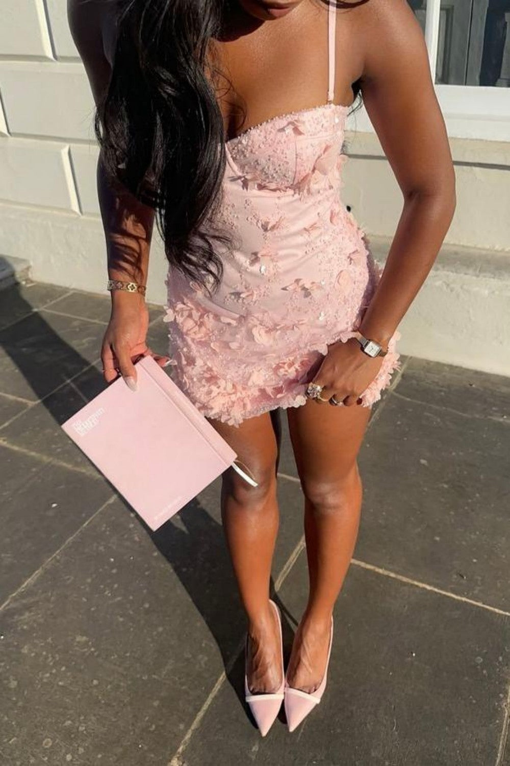 Elegant Pink Floral Lace Mini Homecoming Dress with Corset-Inspired Bodice