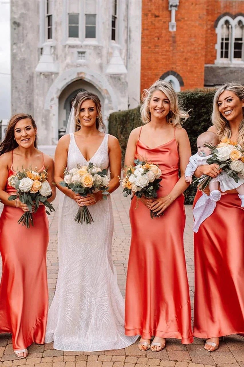 Elegant Straps Pink Floor Lenght Long Bridesmaid Dress BD108 by pgmdress