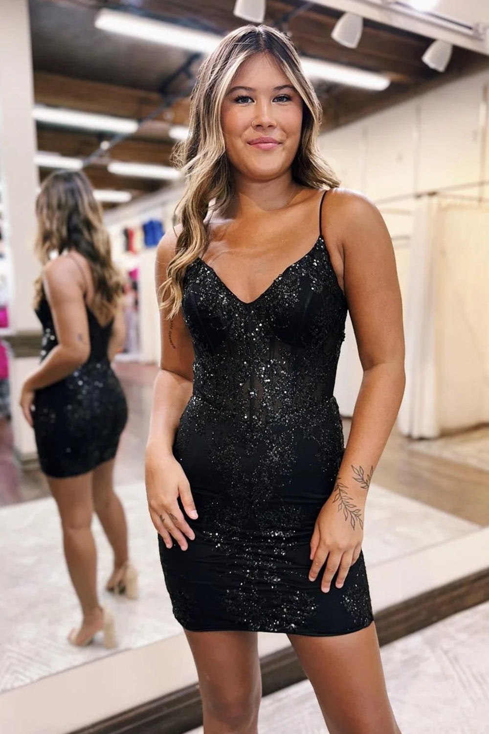 Emerald Green Homecoming Dresses Sequined Corset Short Cocktail Dresses