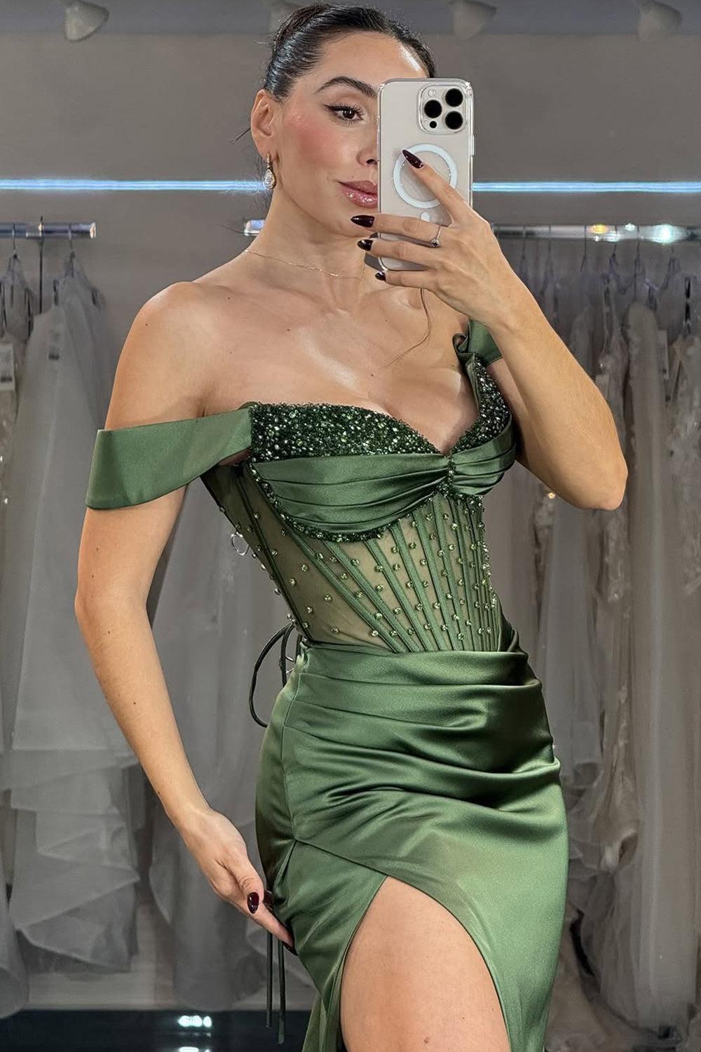 Off the Shoulder Strapless Sleeveless Long Mermaid Evening Formal Dress With Split