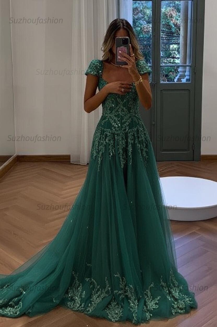 Suzhoufashion Gorgeous A Line Sweetheart Light Green Long Prom Dress With Appliques Formal Evening Gown