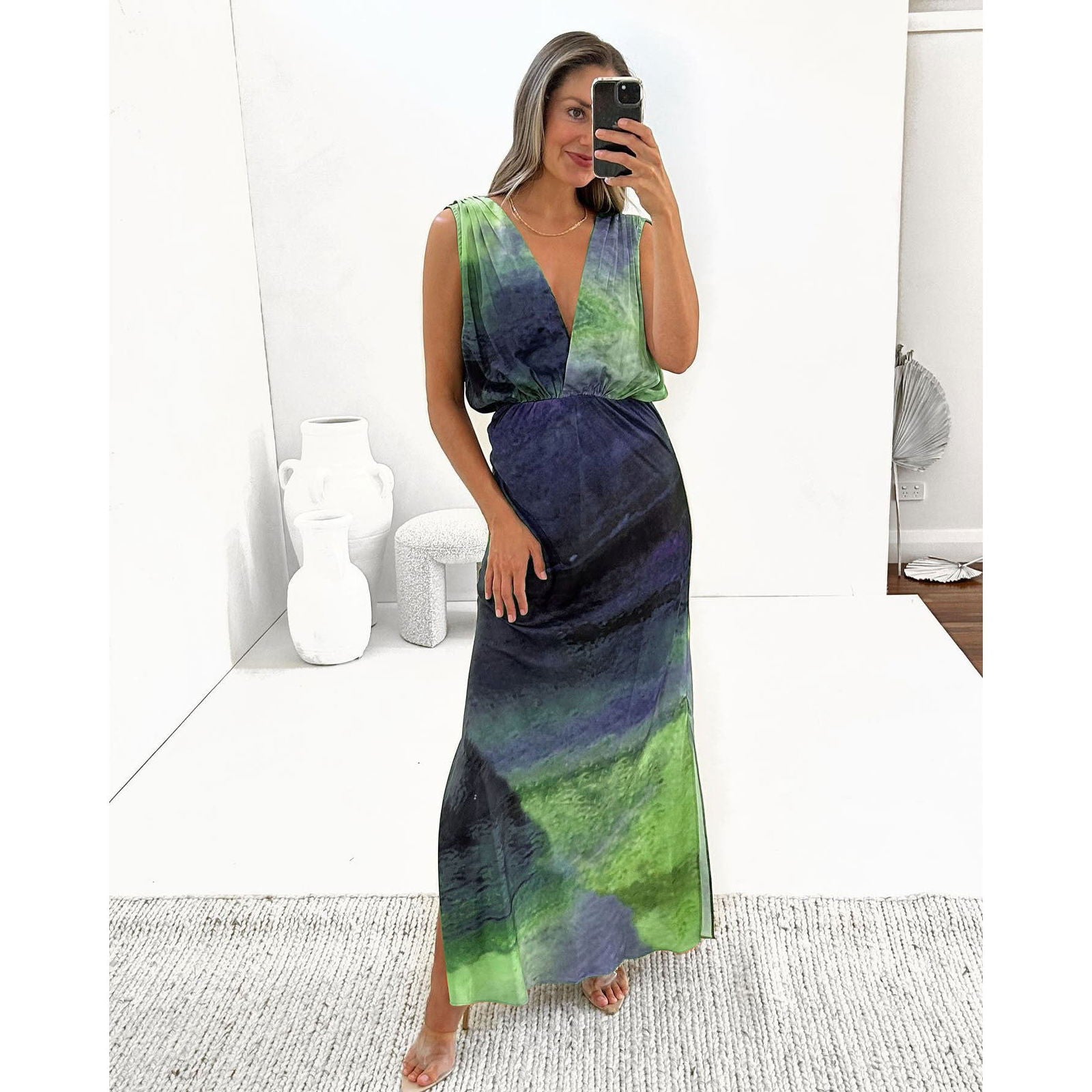Enter Backless Slit Dress Loose Vacation Dress