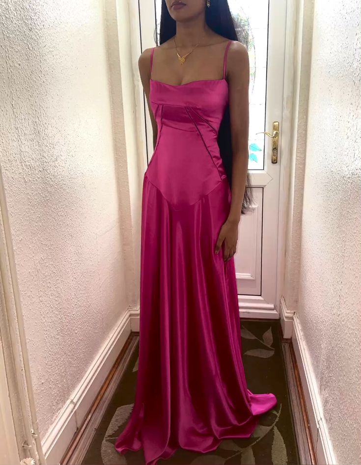 Elegant Pink Spaghetti Strapless A-Line Prom Dress Popular Long Evening Dress - View 2 | VelvetHem