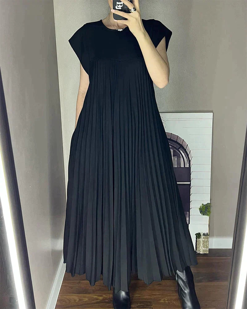 Aldina Elevated Sleeveless Dress with Pleats Designer Edit