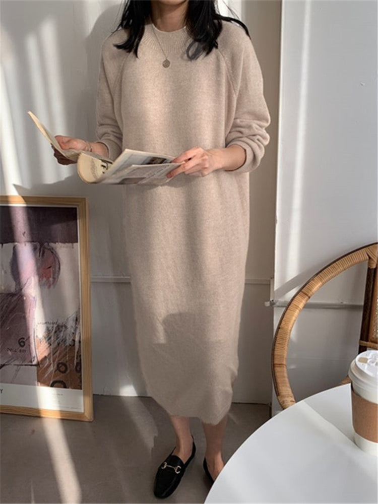 Gaudelia Cozy Knitted Midi Dress for Women Trendy Daily Look