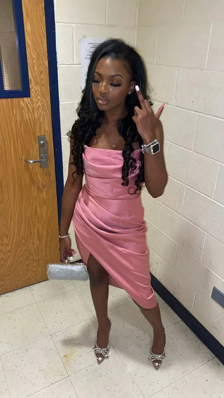 Black Girls Outfit Sexy Pink Homecoming Dress (ZD12543)