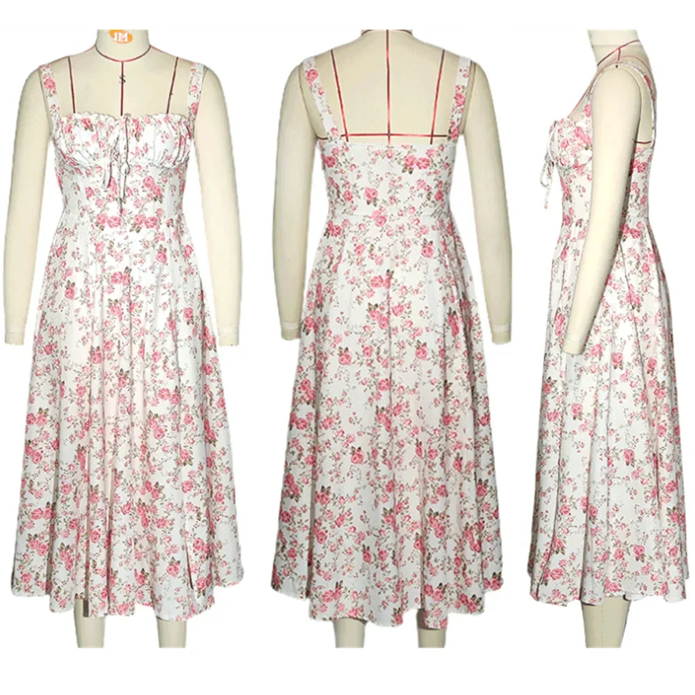 Fashion Temperament Sleeveless Maxi Casual Summer Floral Dress