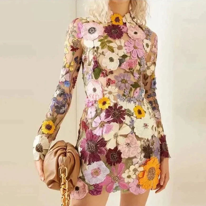 Nancy Floral Embroidered Dress for Women Wedding Guest Look