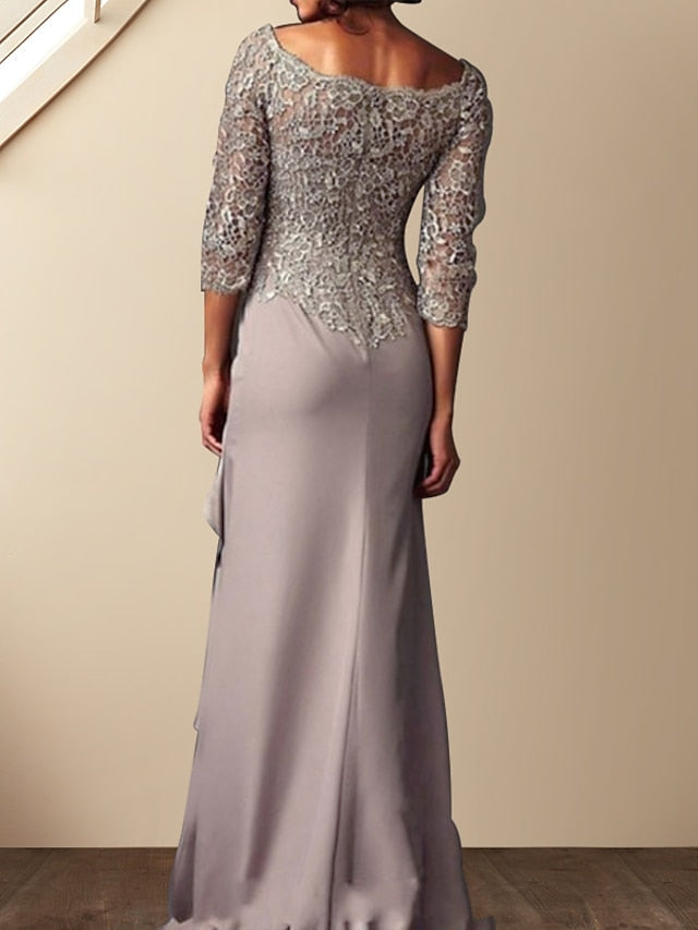 Long Mother of the Bride Column Sheath Gown