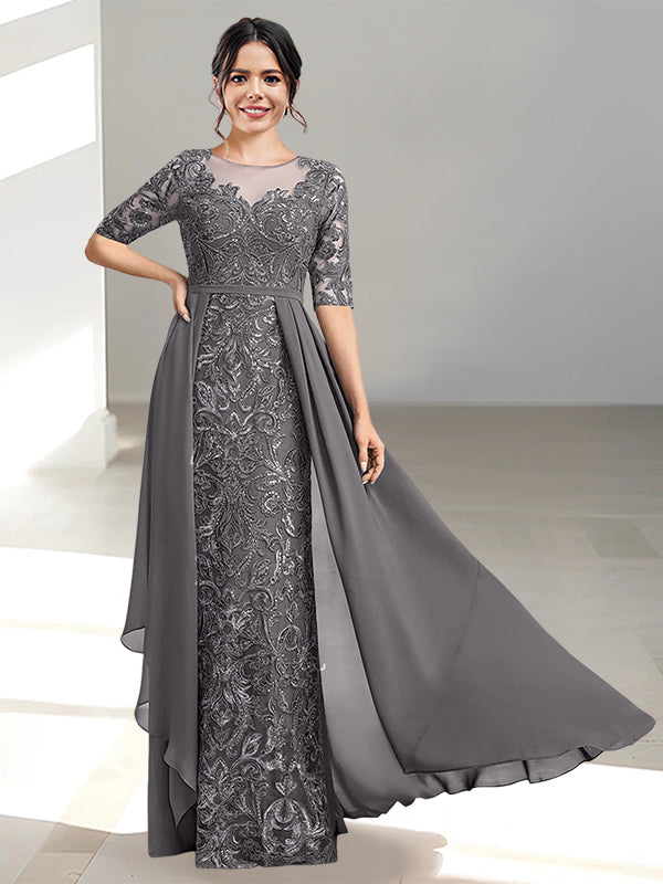 Long Mother of the Bride Dress with A Line and Scoop Necklines
