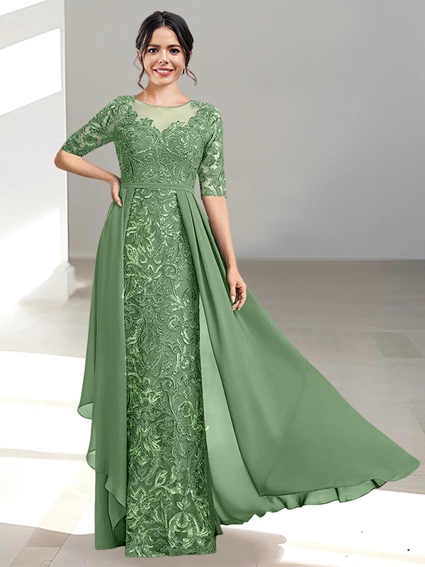 Long Mother of the Bride Dress with A Line and Scoop Necklines