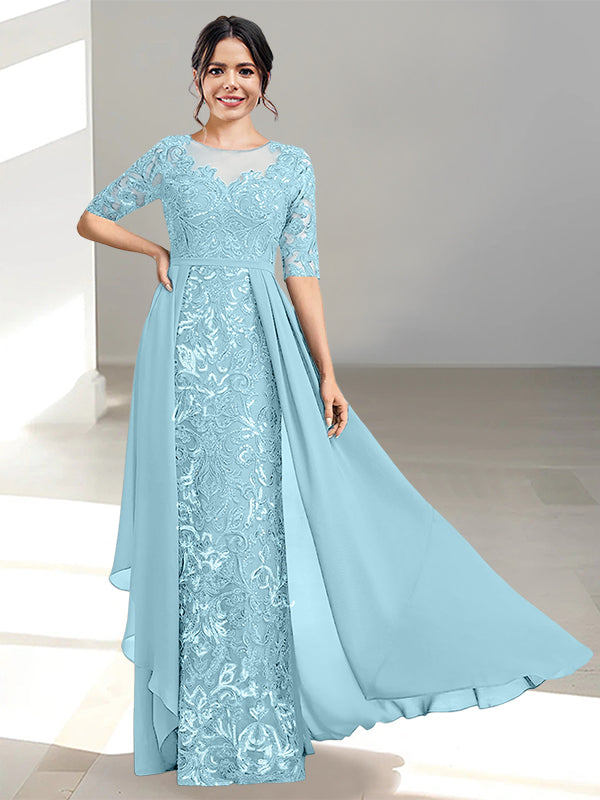 Long Mother of the Bride Dress with A Line and Scoop Necklines