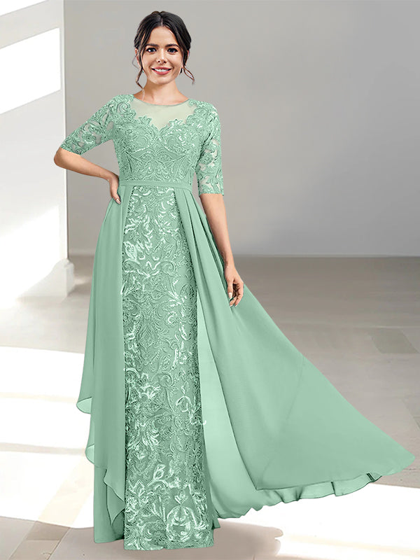 Long Mother of the Bride Dress with A Line and Scoop Necklines