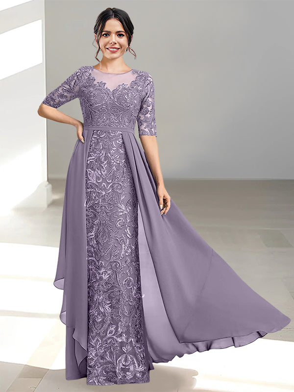 Long Mother of the Bride Dress with A Line and Scoop Necklines
