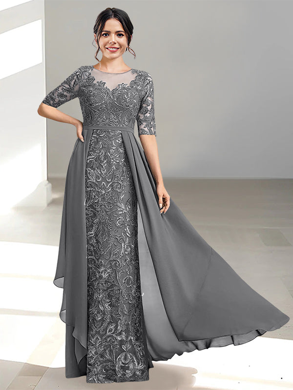 Long Mother of the Bride Dress with A Line and Scoop Necklines