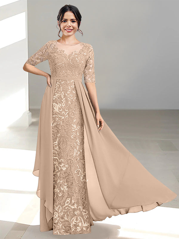 Long Mother of the Bride Dress with A Line and Scoop Necklines
