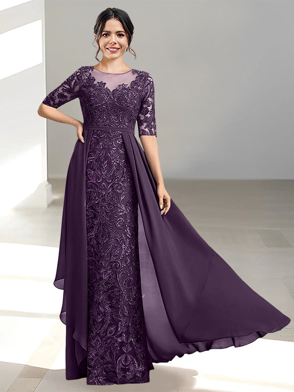 Long Mother of the Bride Dress with A Line and Scoop Necklines