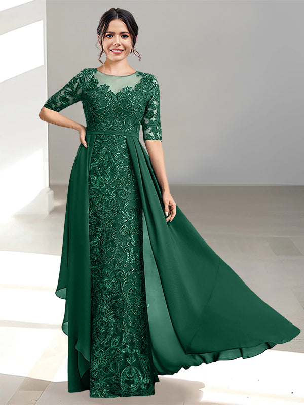 Long Mother of the Bride Dress with A Line and Scoop Necklines