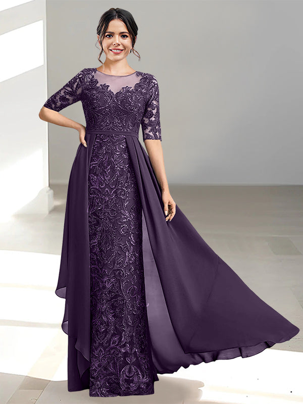 Long Mother of the Bride Dress with A Line and Scoop Necklines