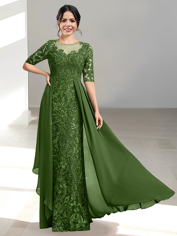 Long Mother of the Bride Dress with A Line and Scoop Necklines