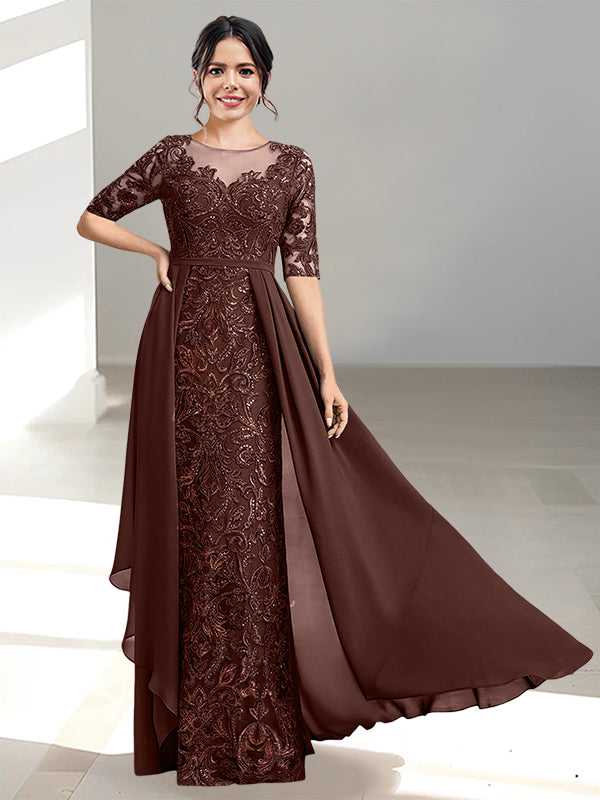 Long Mother of the Bride Dress with A Line and Scoop Necklines
