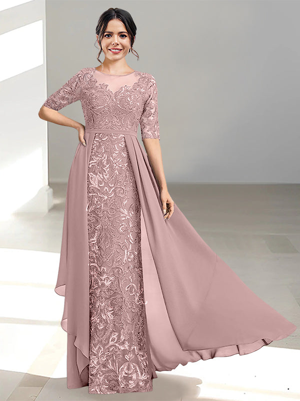 Long Mother of the Bride Dress with A Line and Scoop Necklines