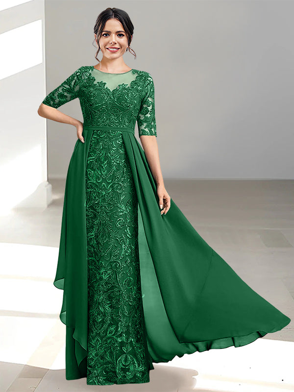Long Mother of the Bride Dress with A Line and Scoop Necklines