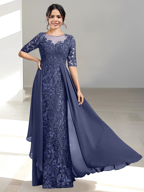 Long Mother of the Bride Dress with A Line and Scoop Necklines