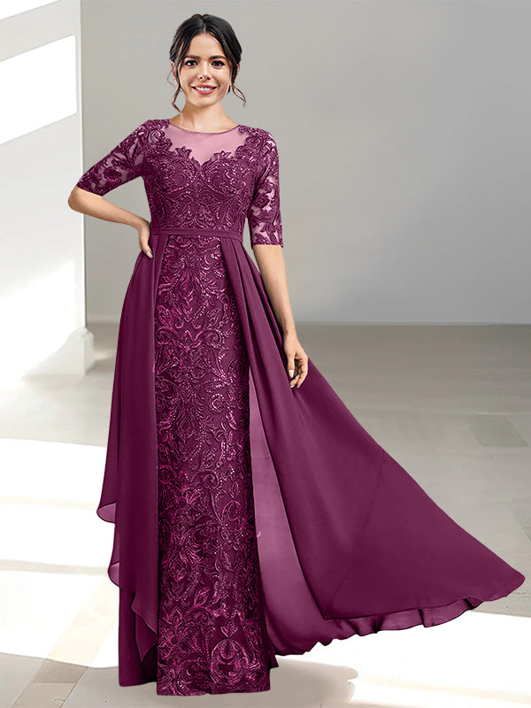 Long Mother of the Bride Dress with A Line and Scoop Necklines