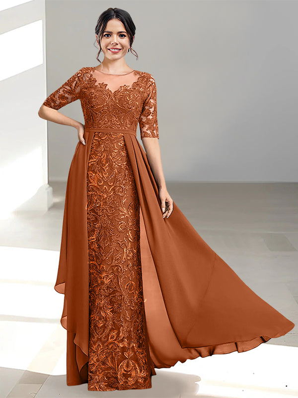 Long Mother of the Bride Dress with A Line and Scoop Necklines