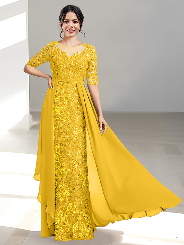 Long Mother of the Bride Dress with A Line and Scoop Necklines