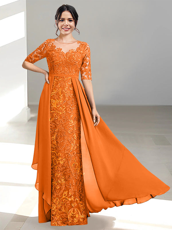 Long Mother of the Bride Dress with A Line and Scoop Necklines